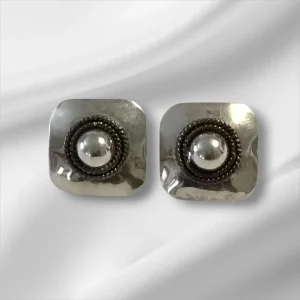 Sterling Silver Square Clip-On Earrings 1"