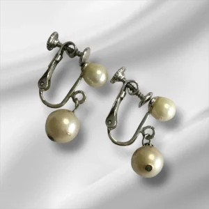 Sterling Silver Faux Pearl Clip-On Earrings