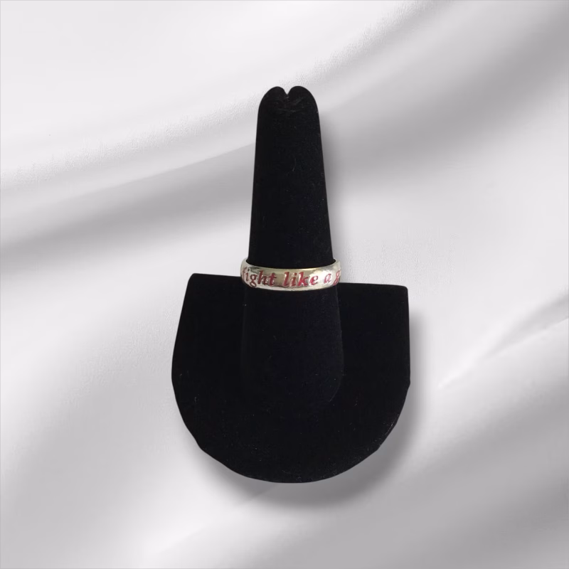 Sterling Silver "I Fight Like A Girl" Ring, Size 9
