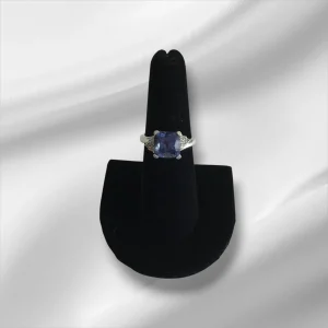 Sterling Silver Ring w/Blue Stone, Size 7