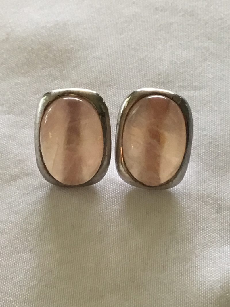Sterling Silver Pink Stud Earrings 1/2" - Image 2