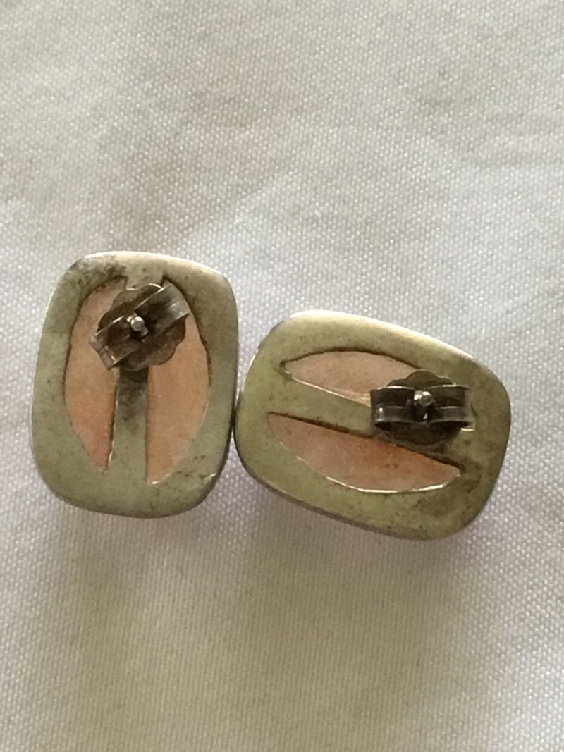 Sterling Silver Pink Stud Earrings 1/2" - Image 4