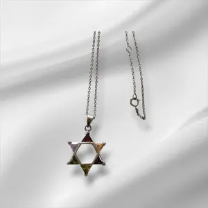 Sterling Silver Adjustable Star Necklace w/6 Gemstones, 18"