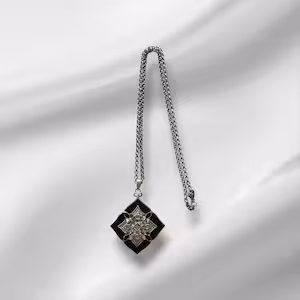 Sterling Silver Necklace with Stunning Black Pendant 18"