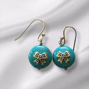 Sterling Silver Bowtie Turquoise Pierced Earrings