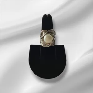 Sterling Silver Ring w/Faux Pearl, Size 7