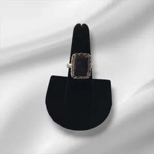 Sterling Silver Ring w/Purple Oblong Stone, Size 8