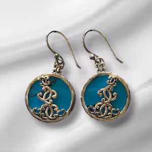 Sterling Silver Round Turquoise Earrings - Pierced