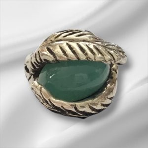 Sterling Silver Ring w/Emerald Colored Stone, Size 9