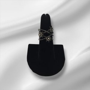 Sterling Silver Black Tone Weaved Ring, Size 7