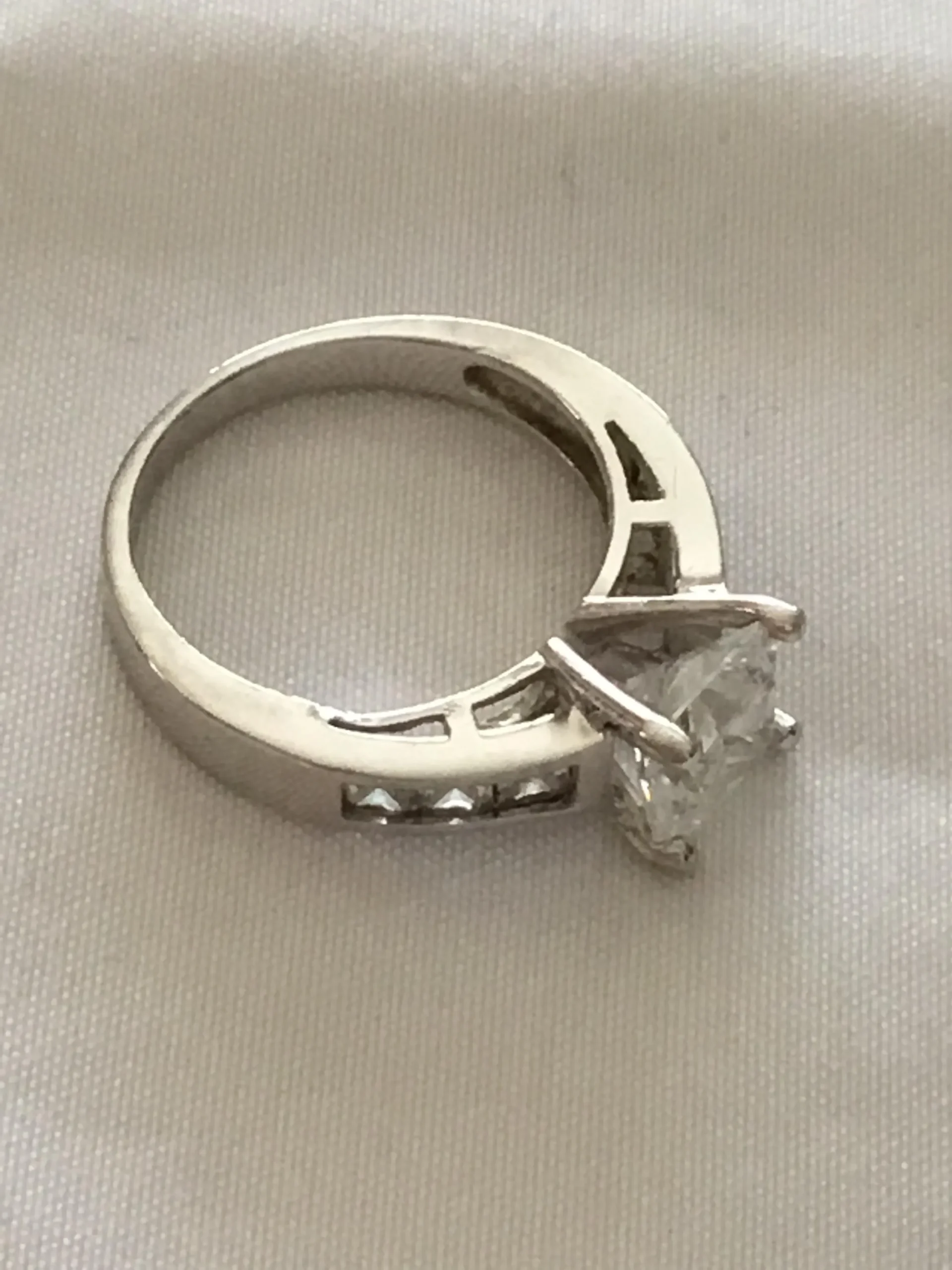 Sterling Silver High Mount CZ Ring, Size 6 - Image 2