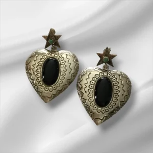 Sterling Silver Pierced Black Onyx Dangly Earrings