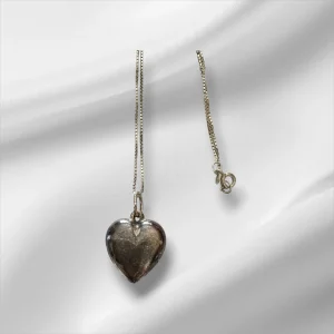 Sterling Silver Heart Pendant Necklace, 18”