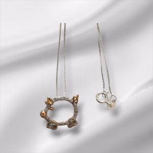 Sterling Silver Gold Overlay Pig Pendant Necklace, 18”