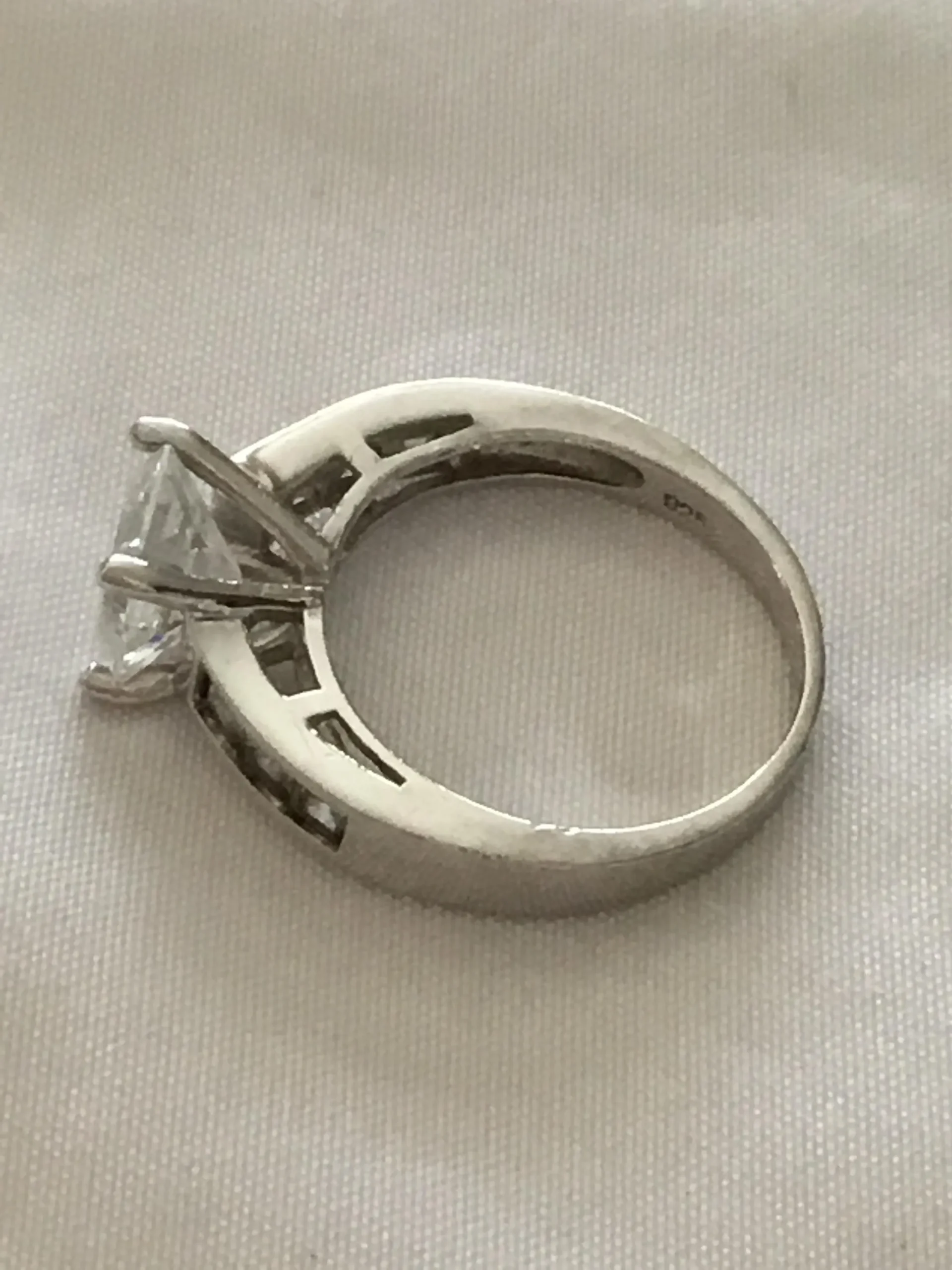 Sterling Silver High Mount CZ Ring, Size 6 - Image 3