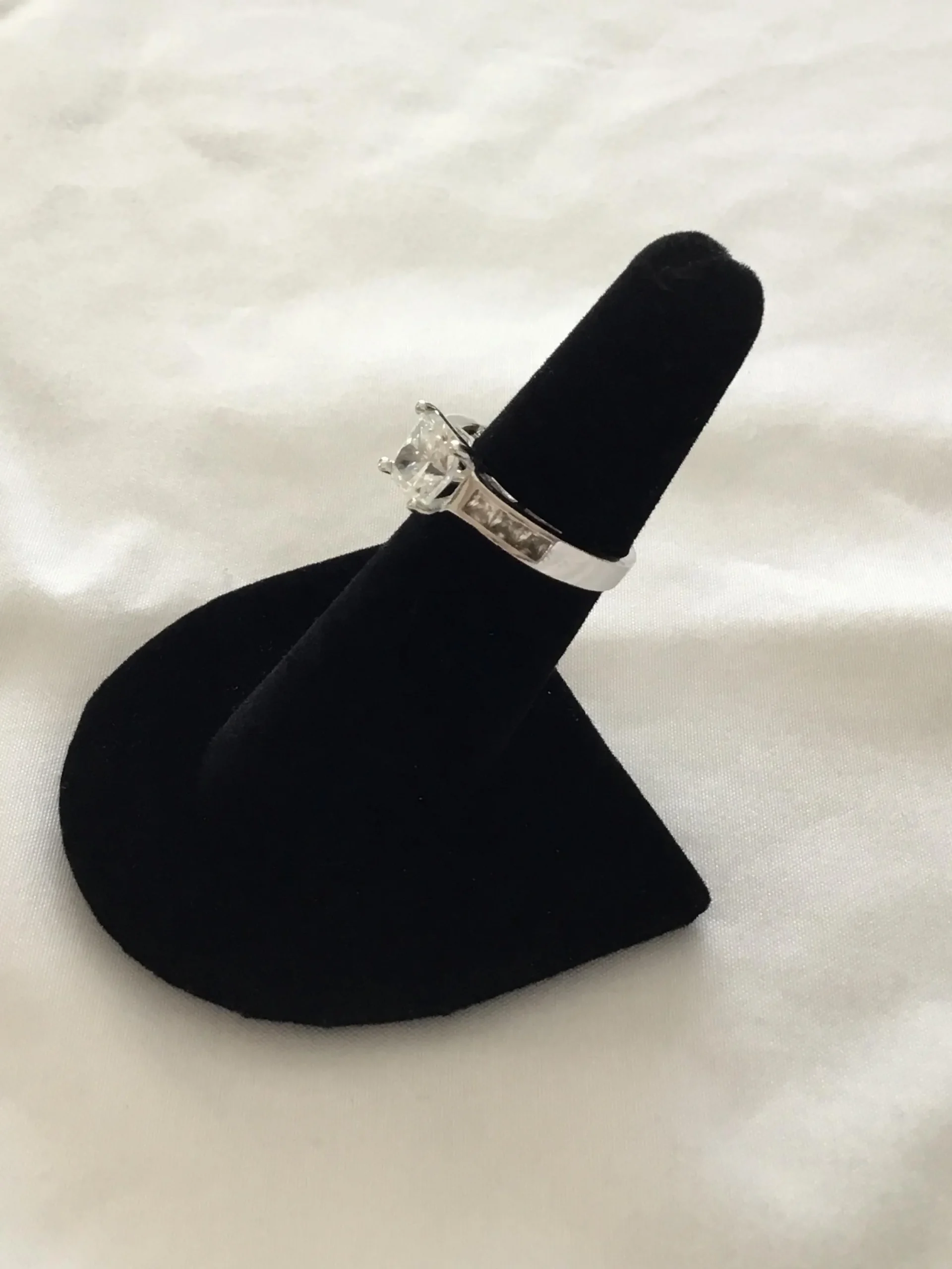 Sterling Silver High Mount CZ Ring, Size 6 - Image 4