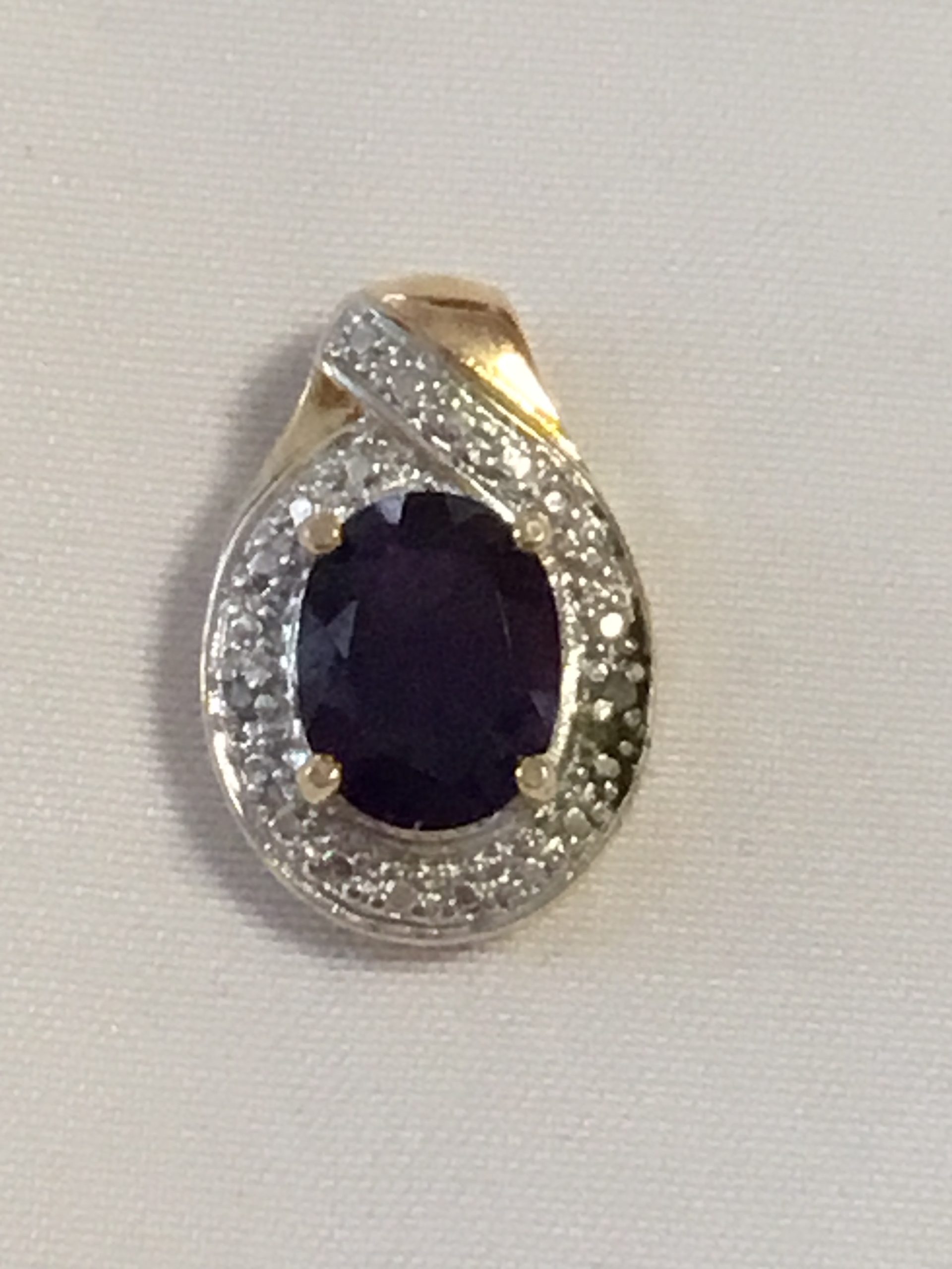 Sterling Silver Gold Overlay Pendant w/Purple Center Stone - Image 4