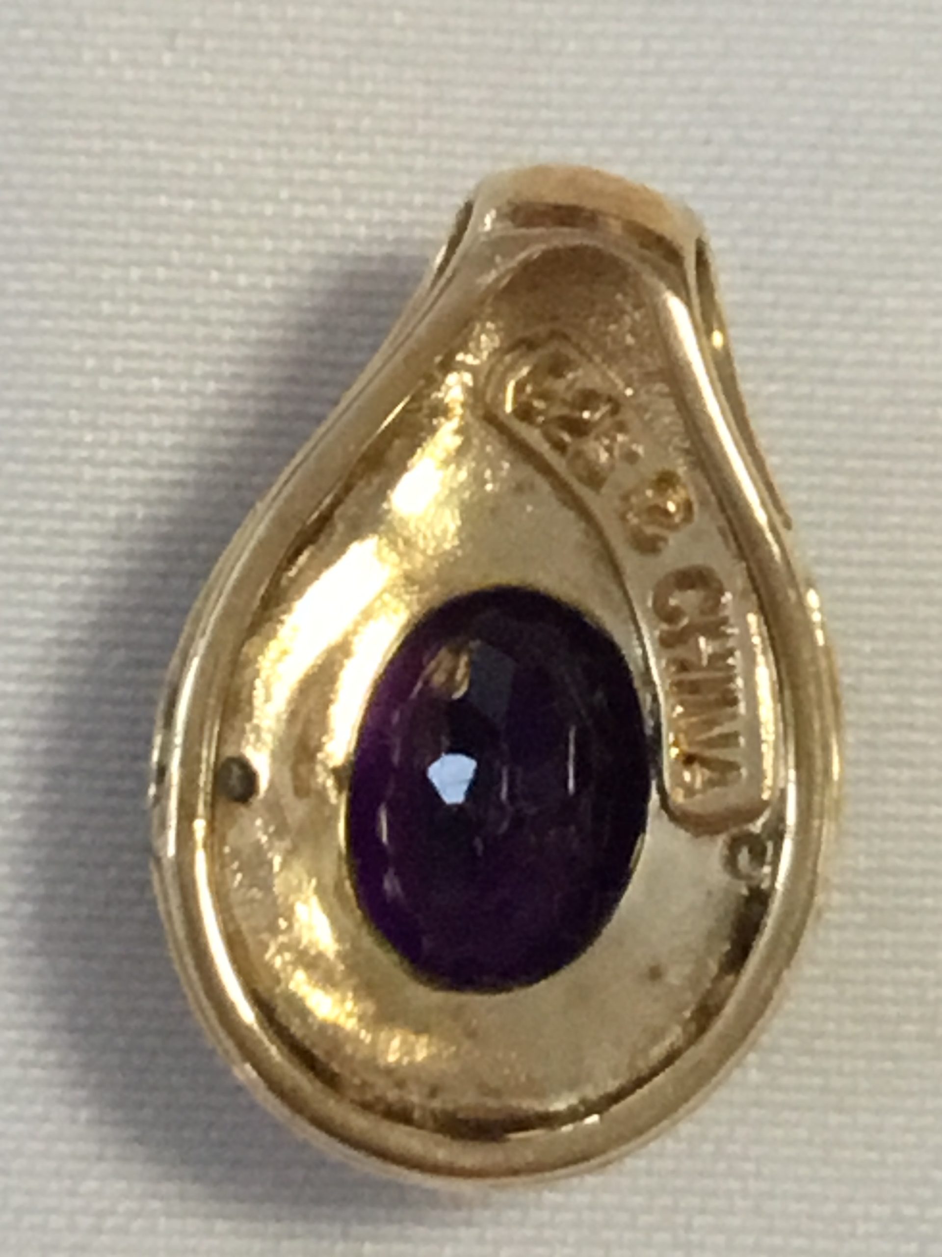 Sterling Silver Gold Overlay Pendant w/Purple Center Stone - Image 3