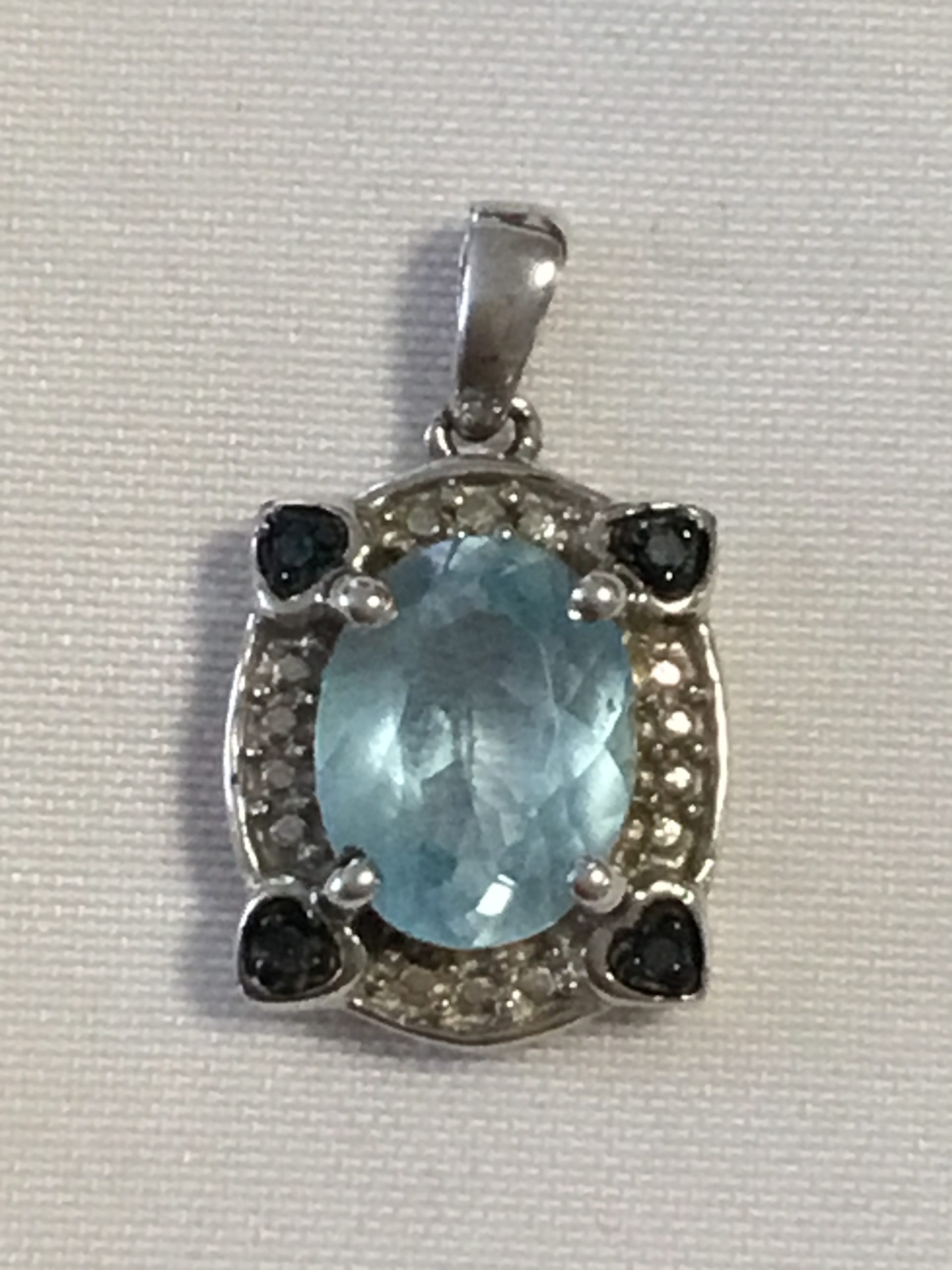 Sterling Silver Pendant w/Light Blue Stone - Image 3