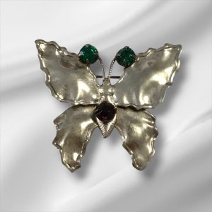 Sterling Silver Butterfly Pin/Brooch w/Gemstones