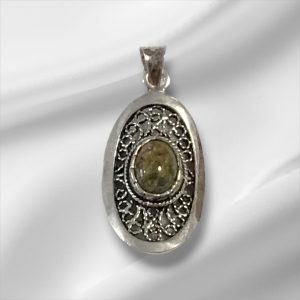Sterling Silver Pendant w/Multicolored Stone