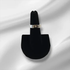 Sterling Silver Ring w/Small Clear Stone, Size 5