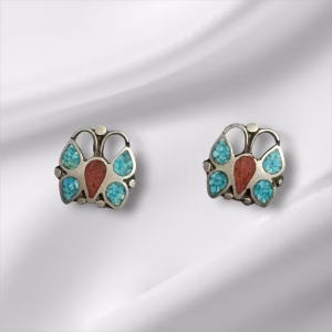 Sterling Silver Abalone Butterfly Pierced Earrings