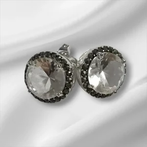 Sterling Silver Clear Stone Pierced Stud Earrings