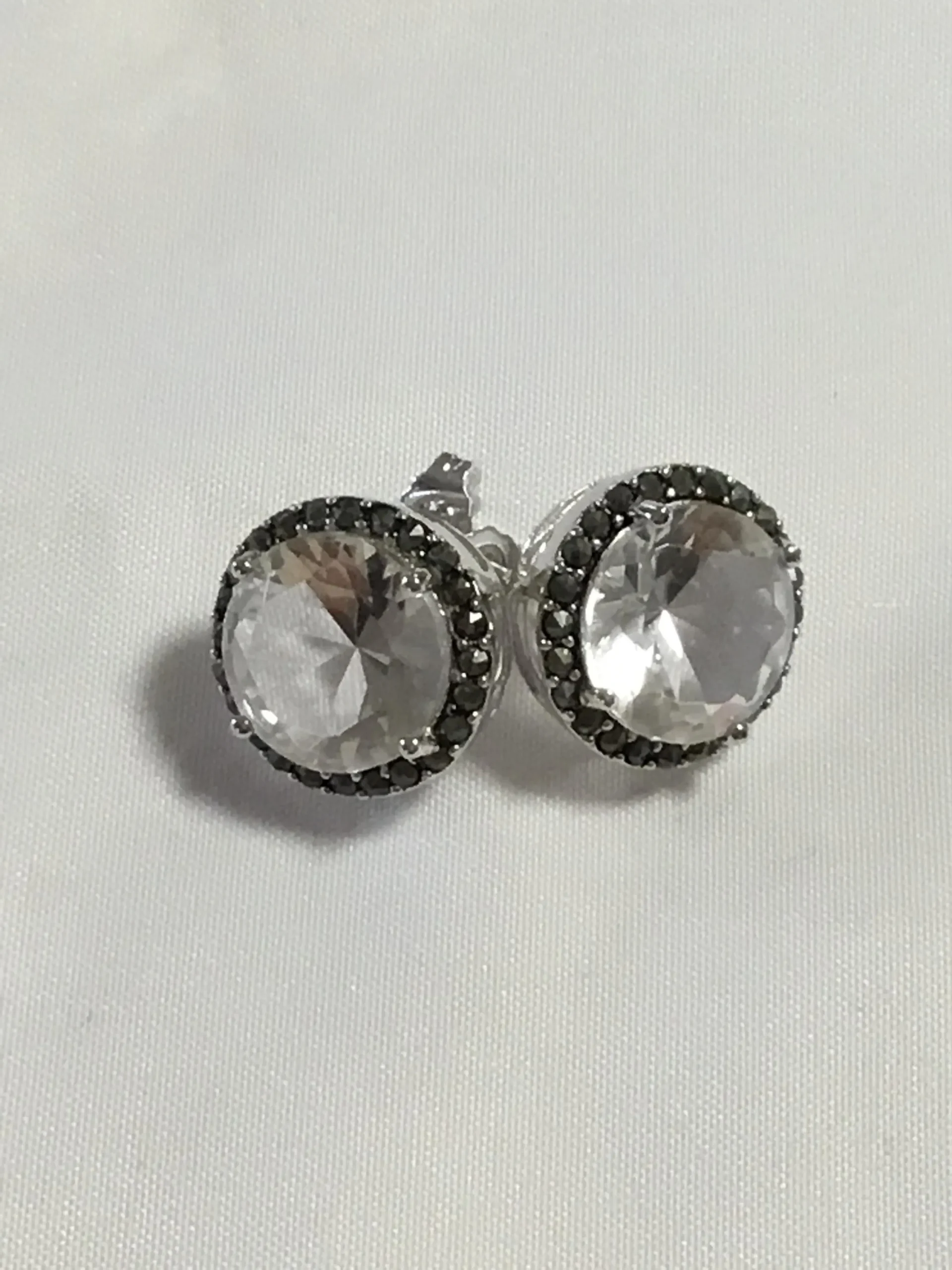 Sterling Silver Clear Stone Pierced Stud Earrings - Image 2