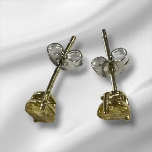 Sterling Silver Yellow Stone Stud Earrings