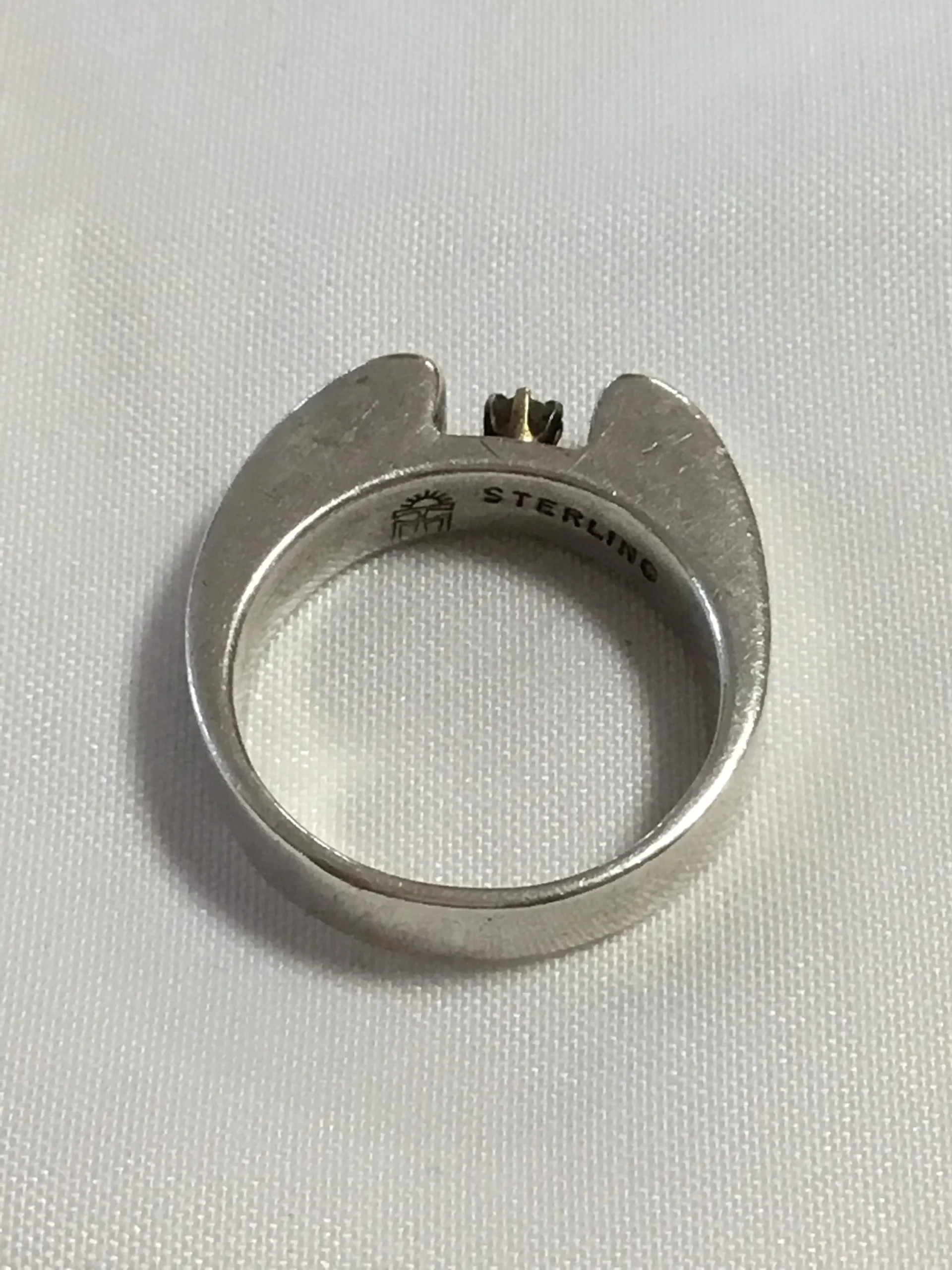 Sterling Silver Ring w/Small Clear Stone, Size 5 - Image 3