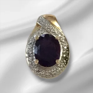 Sterling Silver Gold Overlay Pendant w/Purple Center Stone