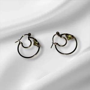 Sterling Silver w/Gold Overlay Earrings w/Green Stone