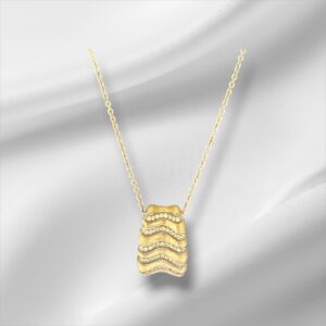 Vintage Sterling Silver Gold Tone Necklace w/CZ Stones, Adjustable Chain 16", 17" or 18"