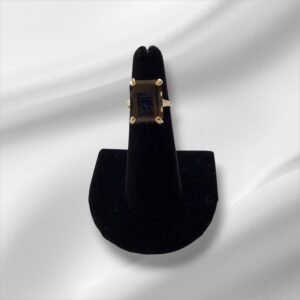 Vintage Sterling Silver Square Cocktail Ring w/Brown Stone, Size 6