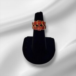 Sterling Silver Gold Tone Red CZ Ring, Size 5
