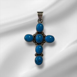 Vintage Mark Wasserman Samara Imitation Turquoise Cabochon Cross Pendant