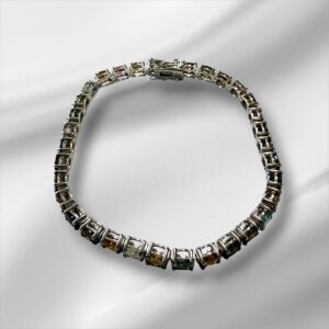 925 Sterling Silver Multi-Colored Jeweled Bracelet 6"