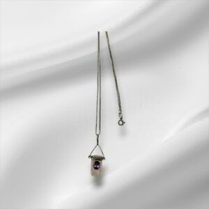 Sterling Silver Necklace w/2 Gemstone Pendant 18"