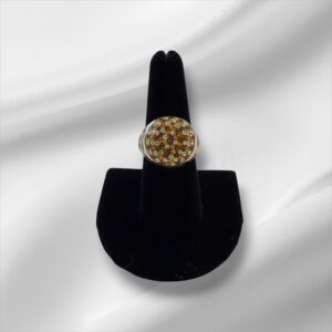 David Sigal Leopard/Cheetah Print Sterling Silver & Rhinestone Ring, Size 8