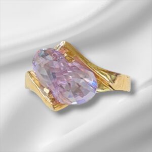 14 Kt Gold Over Sterling Silver Ring Accented w/Light Amethyst Colored Center Stone